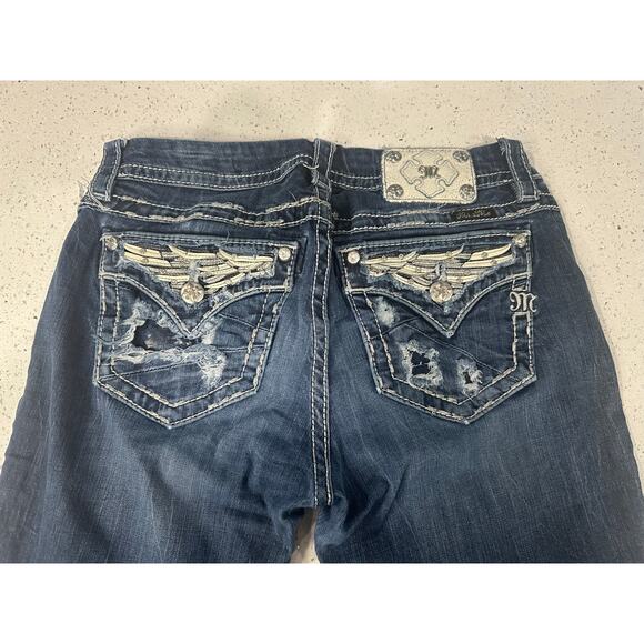 Miss Me Women's Skinny Jeans Size 28 Angel Wings Biker Moto Bling School - Picture 3 of 4